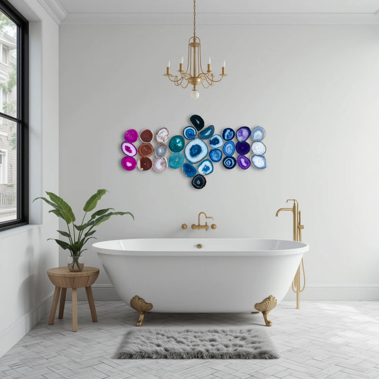 Chroma Cascade Agate Wall Art Set - 29 Piece | DIY Installation