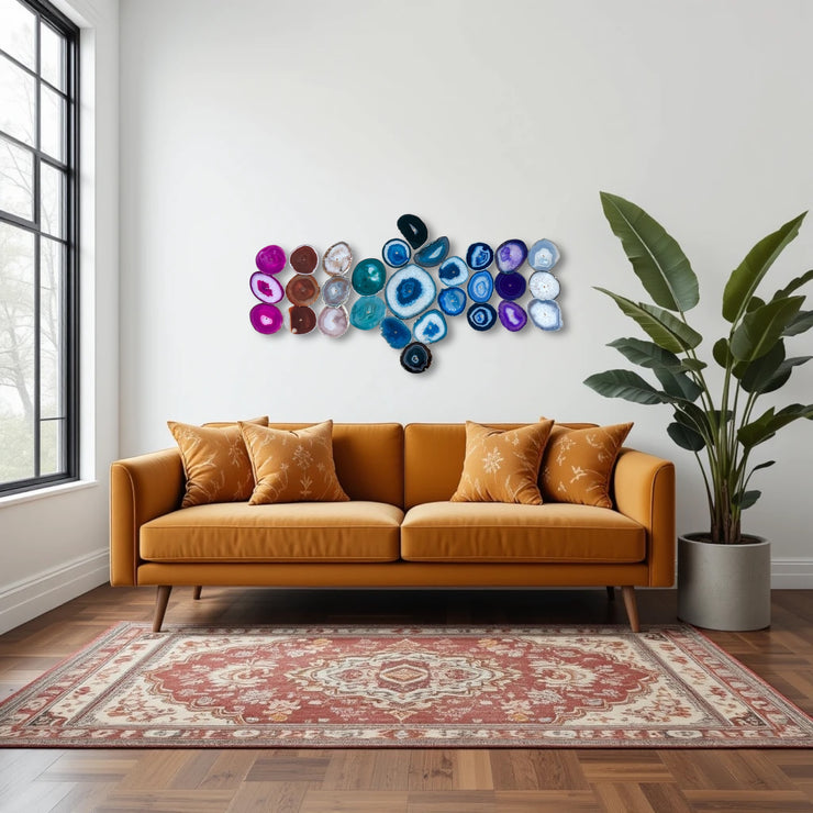 Chroma Cascade Agate Wall Art Set - 29 Piece | DIY Installation