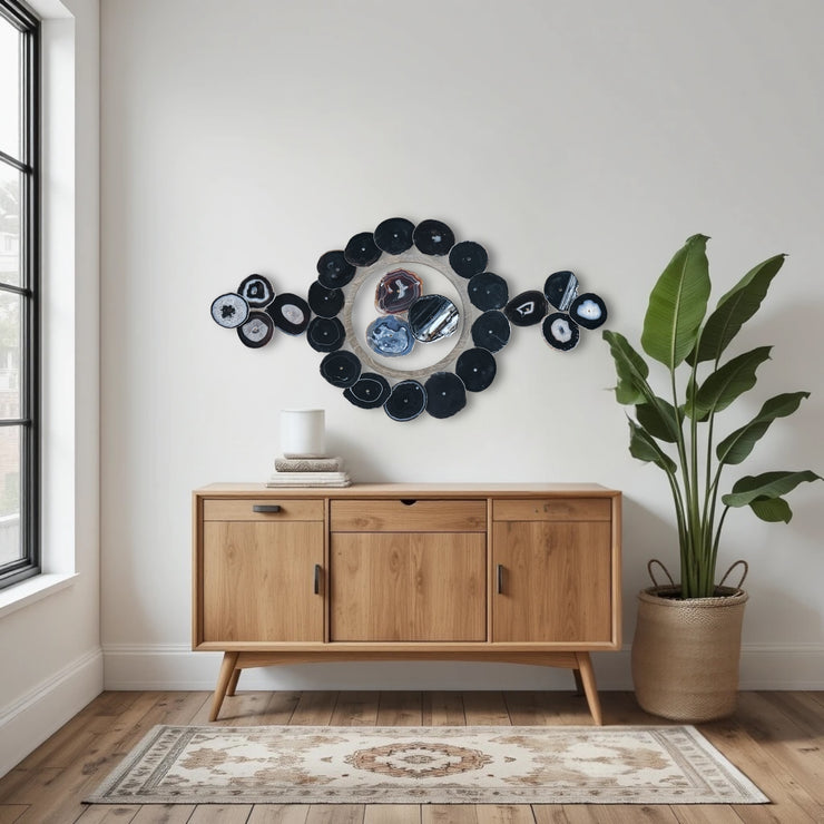 Monochrome Eclipse Agate Wall Art Set – 25 Piece | DIY Installation