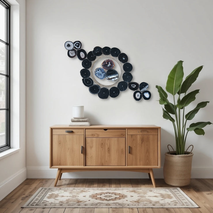 Monochrome Eclipse Agate Wall Art Set – 25 Piece | DIY Installation