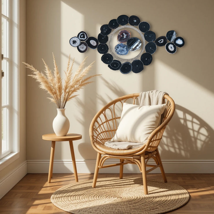 Monochrome Eclipse Agate Wall Art Set – 25 Piece | DIY Installation