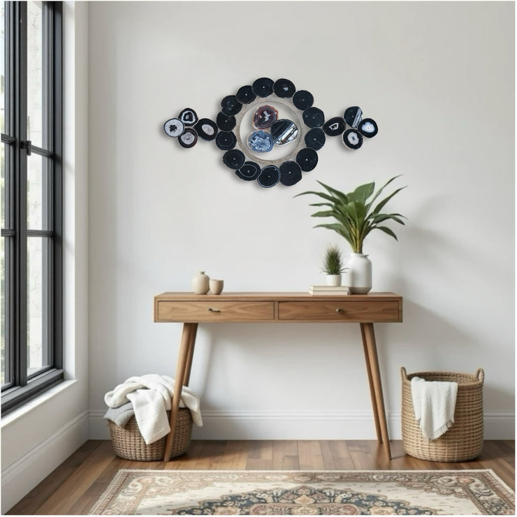 Monochrome Eclipse Agate Wall Art Set – 25 Piece | DIY Installation
