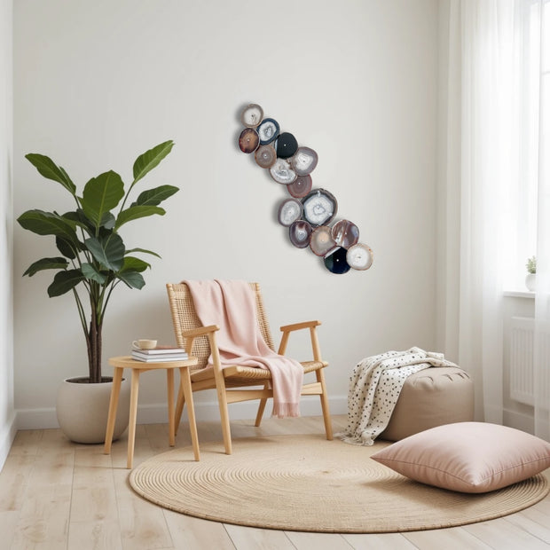 Umber Drift Agate Wall Art Set – 15 Piece | DIY Installation