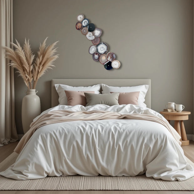 Umber Drift Agate Wall Art Set – 15 Piece | DIY Installation