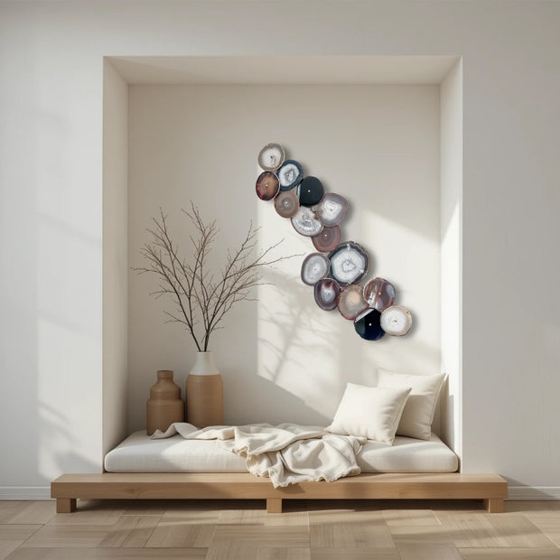 Umber Drift Agate Wall Art Set – 15 Piece | DIY Installation
