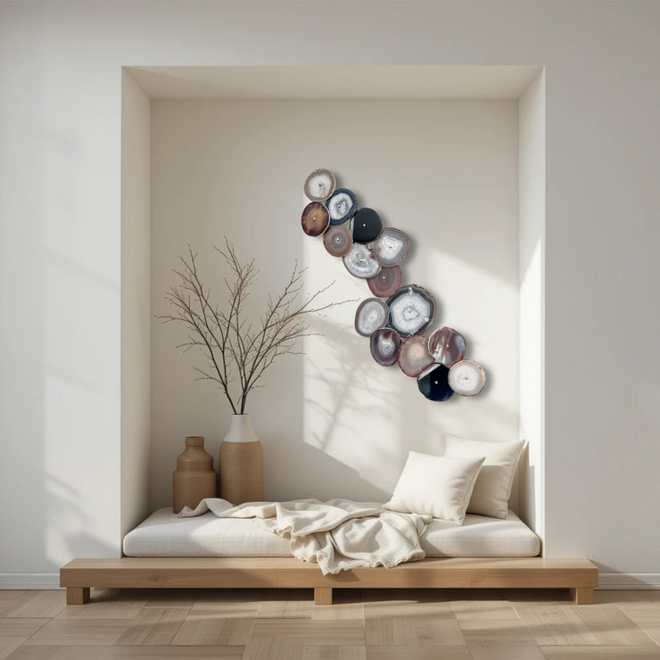 Umber Drift Agate Wall Art Set – 15 Piece | DIY Installation