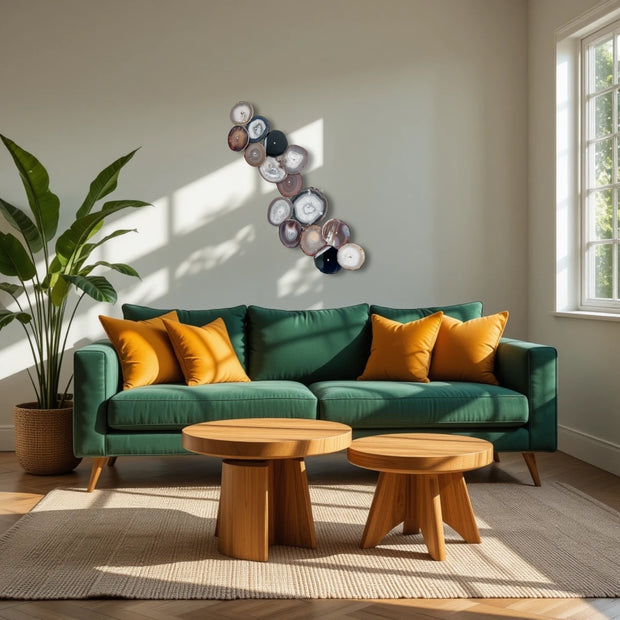 Umber Drift Agate Wall Art Set – 15 Piece | DIY Installation