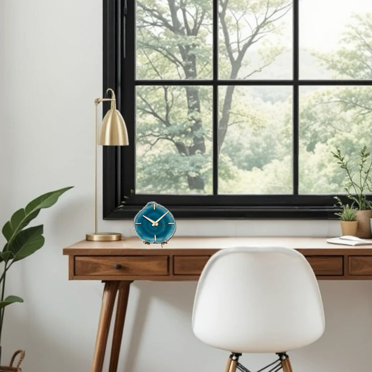 Agate Desk Clock – Handcrafted Artisan Timepiece
