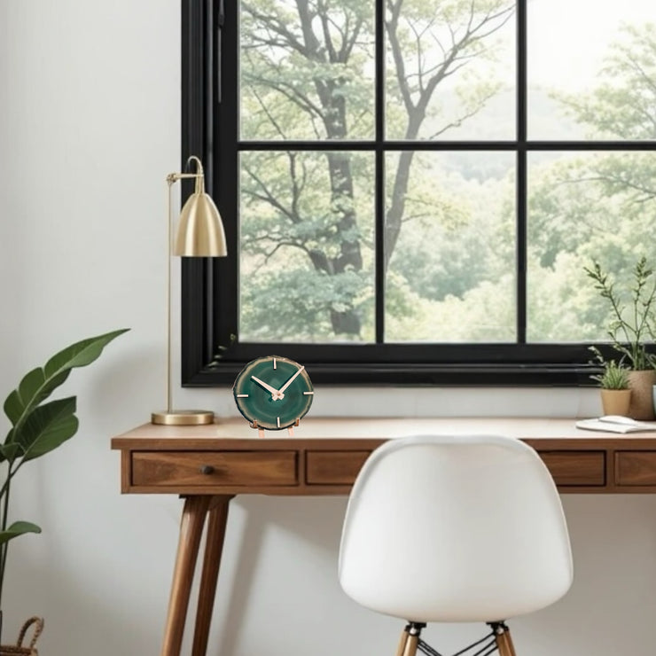 Agate Desk Clock – Handcrafted Artisan Timepiece
