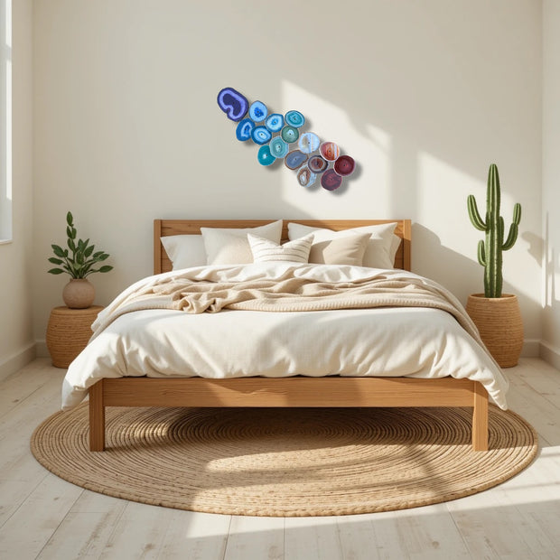 Chakra Harmony Agate Wall Art Set – 16 Slice | DIY Installation