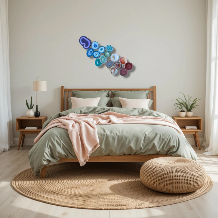 Chakra Harmony Agate Wall Art Set – 16 Slice | DIY Installation No. 1