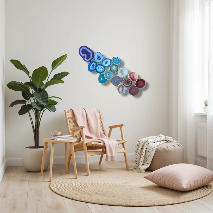 Chakra Harmony Agate Wall Art Set – 16 Slice | DIY Installation No. 1