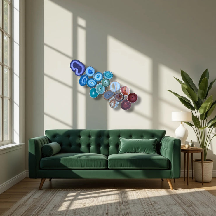 Chakra Harmony Agate Wall Art Set – 16 Slice | DIY Installation No. 1