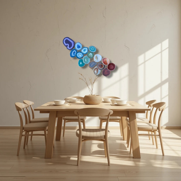 Chakra Harmony Agate Wall Art Set – 16 Slice | DIY Installation No. 1
