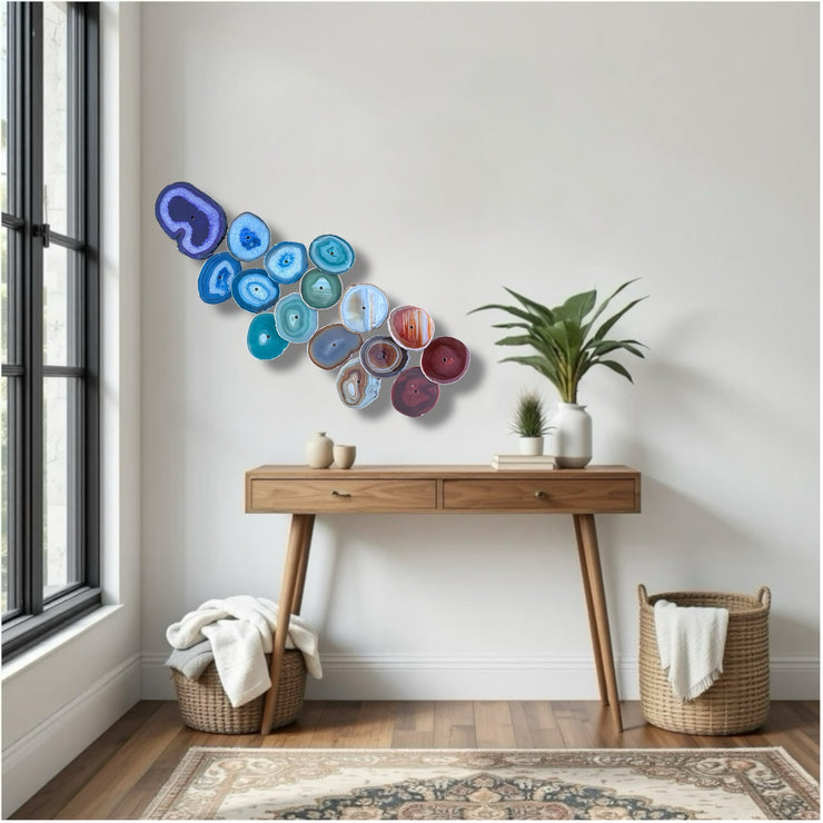 Chakra Harmony Agate Wall Art Set – 16 Slice | DIY Installation No. 1