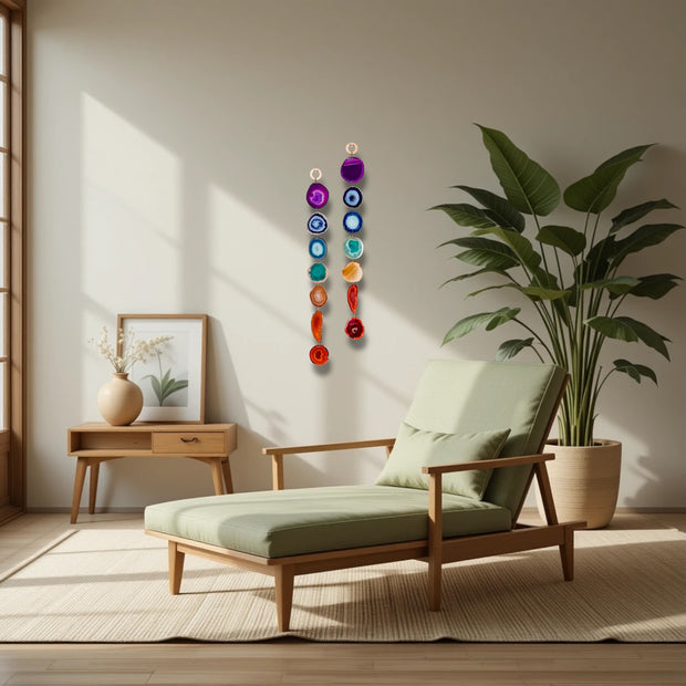 Chakra Rainbow Agate Wall Hanging – Handcrafted Boho Garland