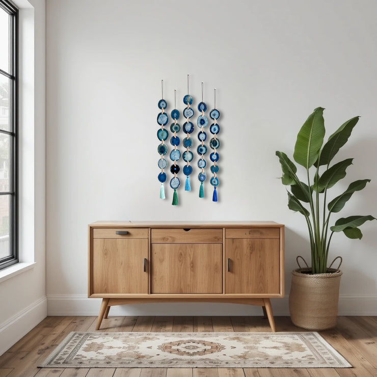 Neptune's Tide Agate Garland – Handcrafted Boho Wall Hanging (Multiple Sizes)
