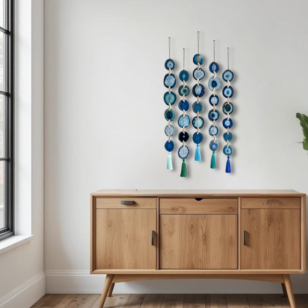 Neptune's Tide Agate Garland – Handcrafted Boho Wall Hanging (Multiple Sizes)