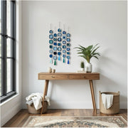 Ocean Dark Blue & Teal Agate Wall Hanging – Handcrafted Boho Garland (Multiple Sizes)