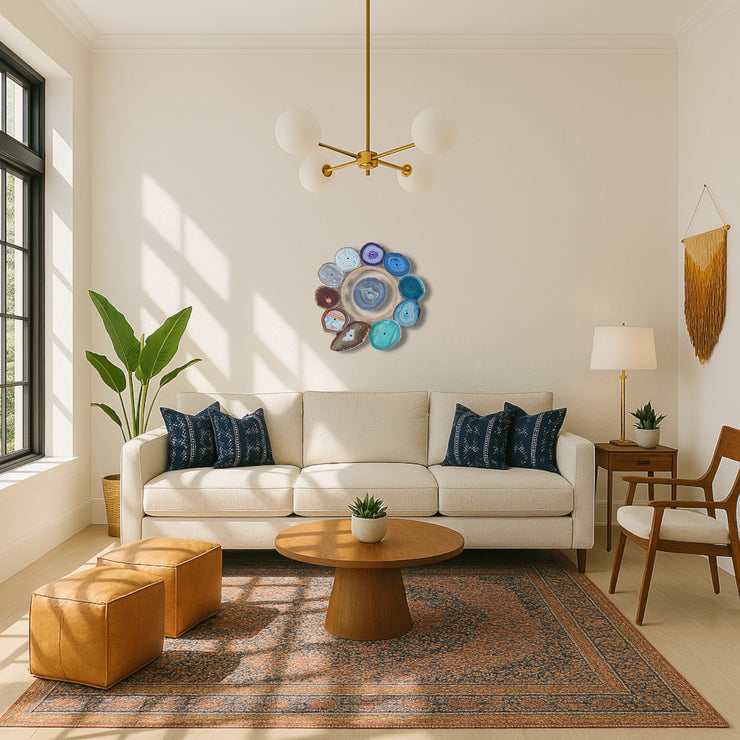 Rainbow Chakra Agate Wall Art Set – 12 Piece | DIY Installation