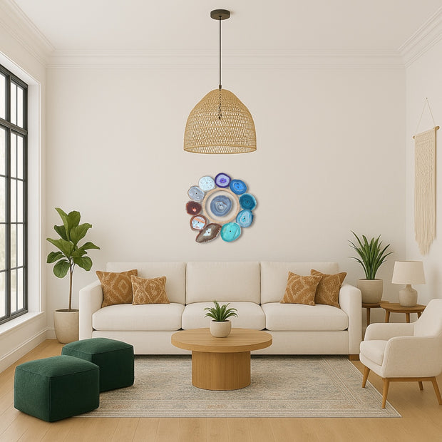 Rainbow Chakra Agate Wall Art Set – 12 Piece | DIY Installation