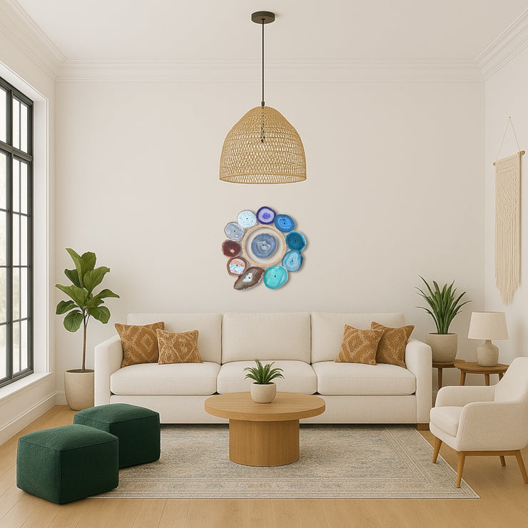 Rainbow Chakra Agate Wall Art Set – 12 Piece | DIY Installation
