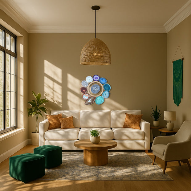 Rainbow Chakra Agate Wall Art Set – 12 Piece | DIY Installation