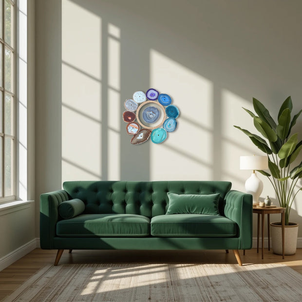 Rainbow Chakra Agate Wall Art Set – 12 Piece | DIY Installation