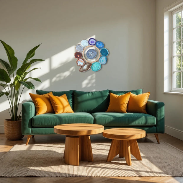 Rainbow Chakra Agate Wall Art Set – 12 Piece | DIY Installation