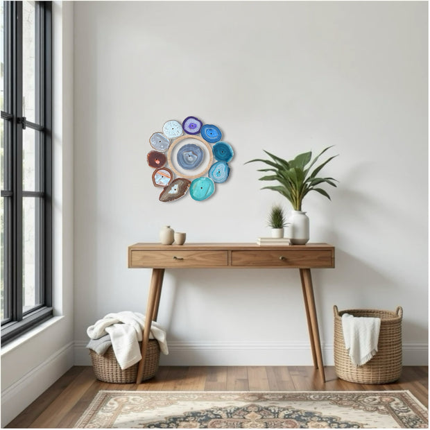 Rainbow Chakra Agate Wall Art Set – 12 Piece | DIY Installation