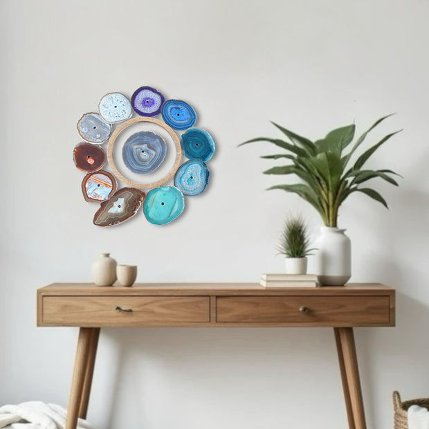 Rainbow Chakra Agate Wall Art Set – 12 Piece | DIY Installation