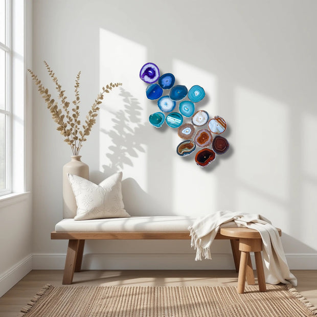 Chakra Harmony Agate Wall Art Set – 16 Slice | DIY Installation No. 2