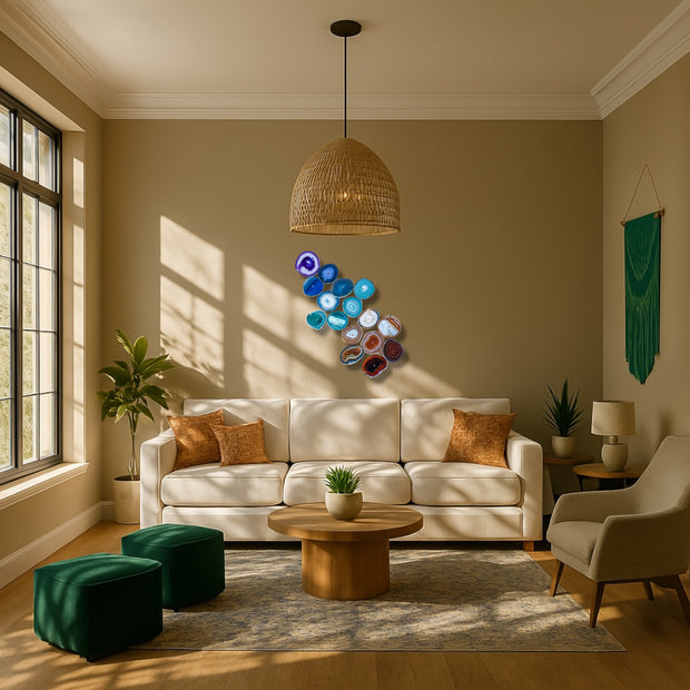 Chakra Harmony Agate Wall Art Set – 16 Slice | DIY Installation No. 2