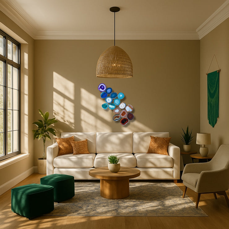 Chakra Harmony Agate Wall Art Set – 16 Slice | DIY Installation No. 2