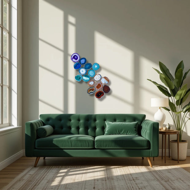Chakra Harmony Agate Wall Art Set – 16 Slice | DIY Installation No. 2