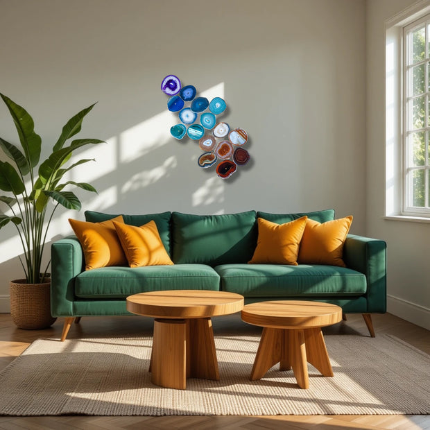 Chakra Harmony Agate Wall Art Set – 16 Slice | DIY Installation No. 2