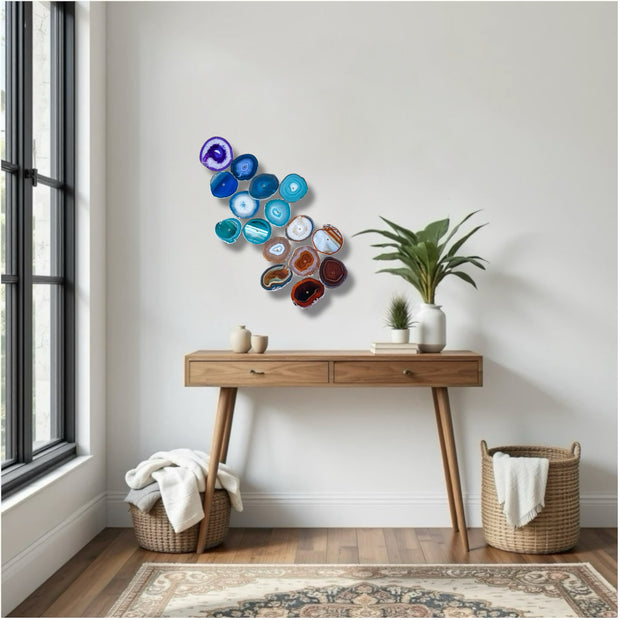 Chakra Harmony Agate Wall Art Set – 16 Slice | DIY Installation No. 2