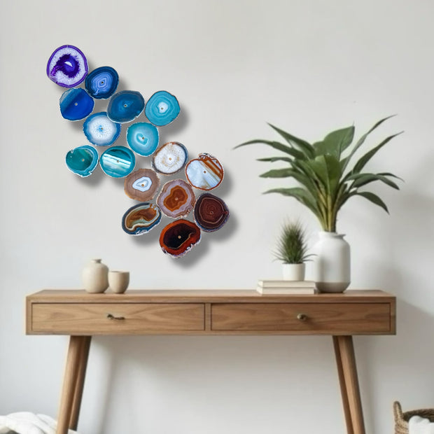 Chakra Harmony Agate Wall Art Set – 16 Slice | DIY Installation No. 2
