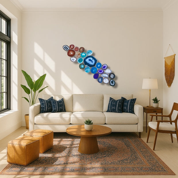 Aurora Drift – 24-Piece Agate Wall Art Set | DIY Installation