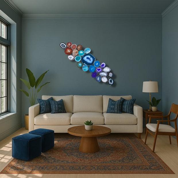 Aurora Drift – 24-Piece Agate Wall Art Set | DIY Installation