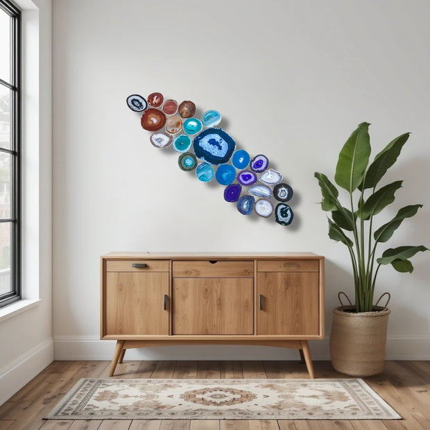 Aurora Drift – 24-Piece Agate Wall Art Set | DIY Installation