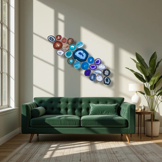Aurora Drift – 24-Piece Agate Wall Art Set | DIY Installation
