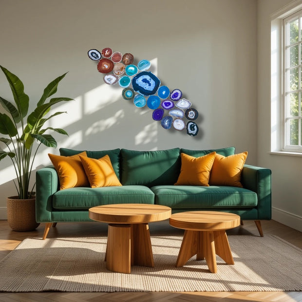 Aurora Drift – 24-Piece Agate Wall Art Set | DIY Installation