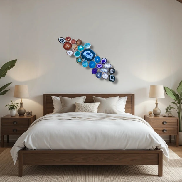 Aurora Drift – 24-Piece Agate Wall Art Set | DIY Installation