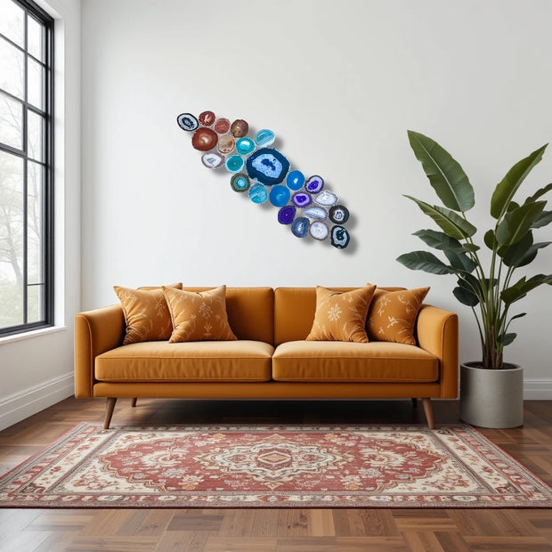 Aurora Drift – 24-Piece Agate Wall Art Set | DIY Installation