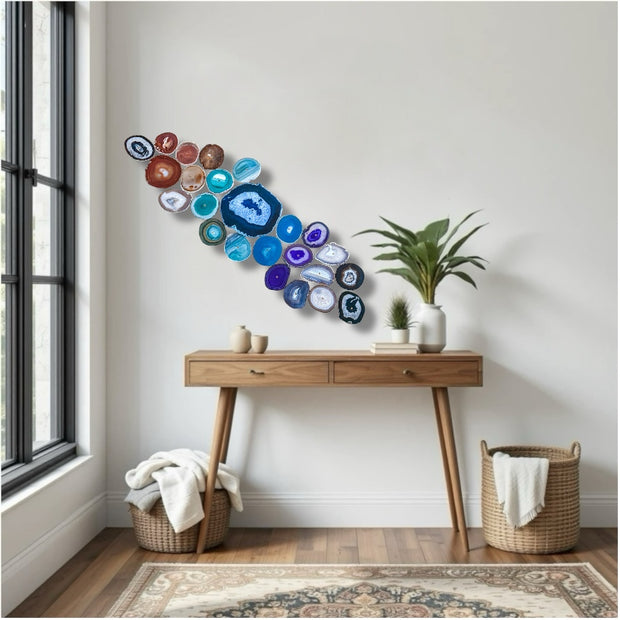 Aurora Drift – 24-Piece Agate Wall Art Set | DIY Installation