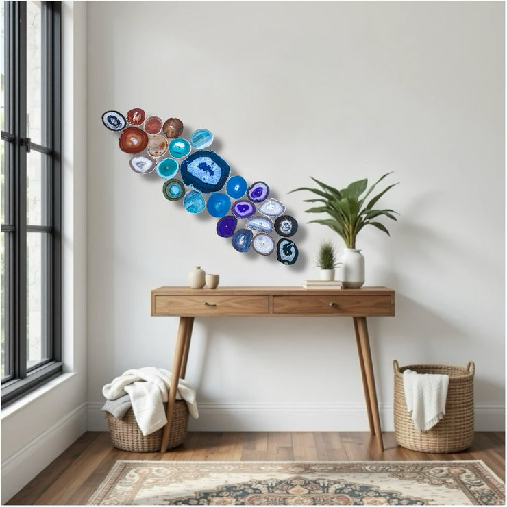 Aurora Drift Agate Wall Art Set - 24 Piece | DIY Installation