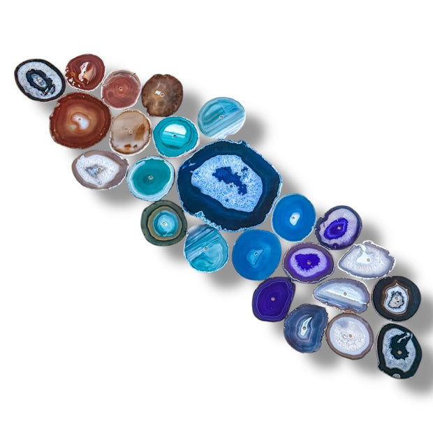 Aurora Drift – 24-Piece Agate Wall Art Set | DIY Installation
