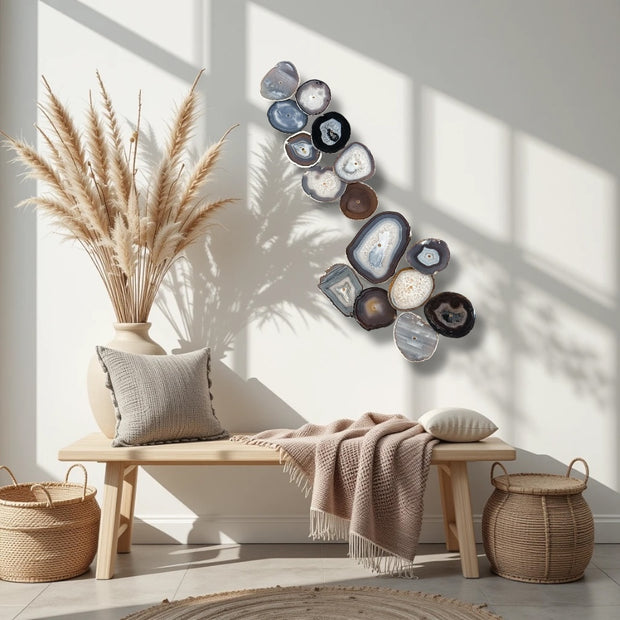 Umber Drift Agate Wall Art Set – 15 Piece | DIY Installation No. 2