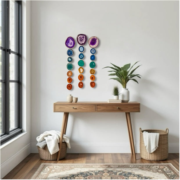 Oversized Chakra Agate Garland – Minimalist Boho Wall Hanging